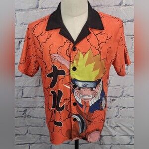 Naruto Hypland Men's Graphic Button Down Shirt Bowling Vintage Y2K Small